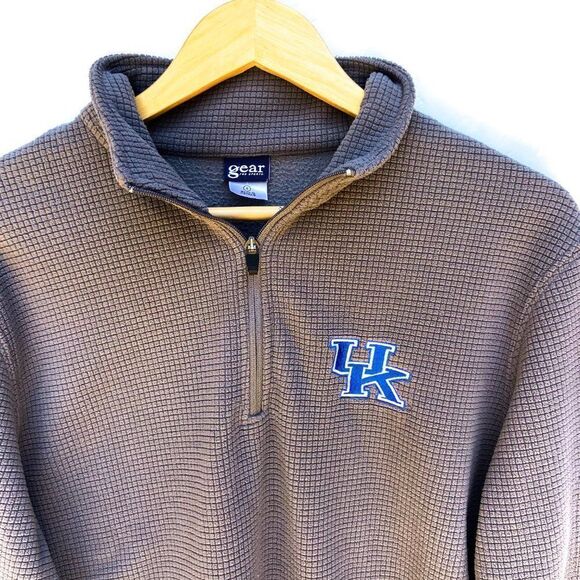 University of Kentucky Uk Gray Textured Long Sleeve Quarter Zip - Picture 2 of 5